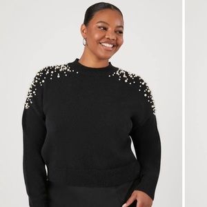 Plus Size Faux Pearl Sweater